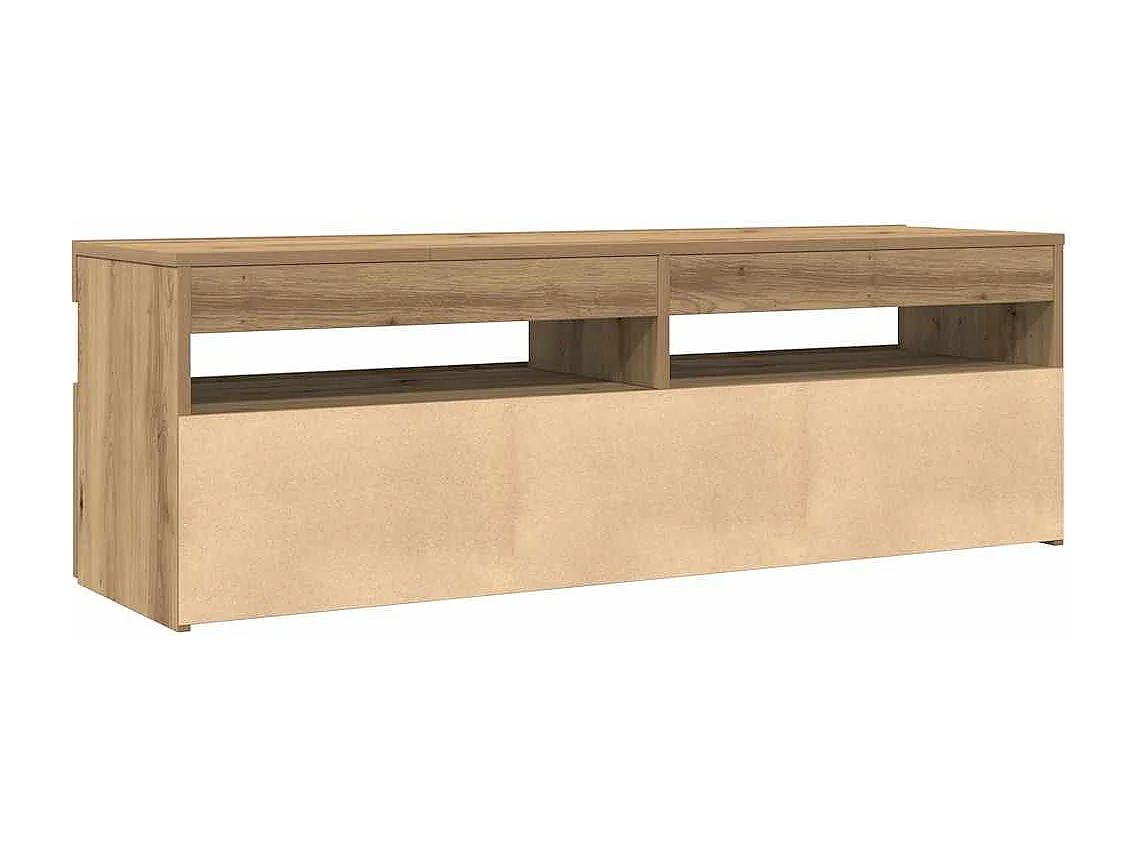 Meuble TV avec lumières LED chêne artisanal bois d'ingénierie