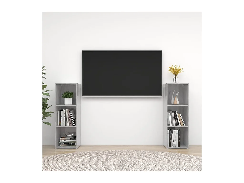 Móveis de TV 2 peças 107x35x37 cm contraplacado cinzento cimento