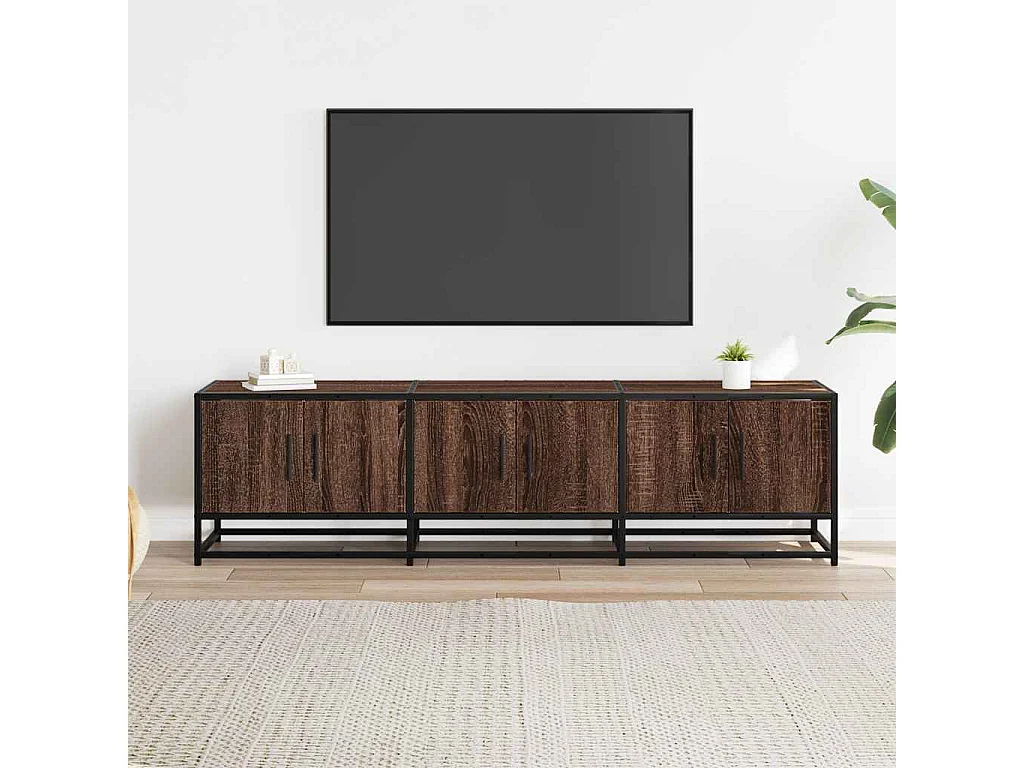 Meuble TV chêne marron 150x35x41 cm bois d'ingénierie et métal