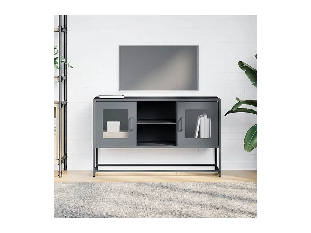 Meuble TV anthracite 100,5x39x60,5 cm acier