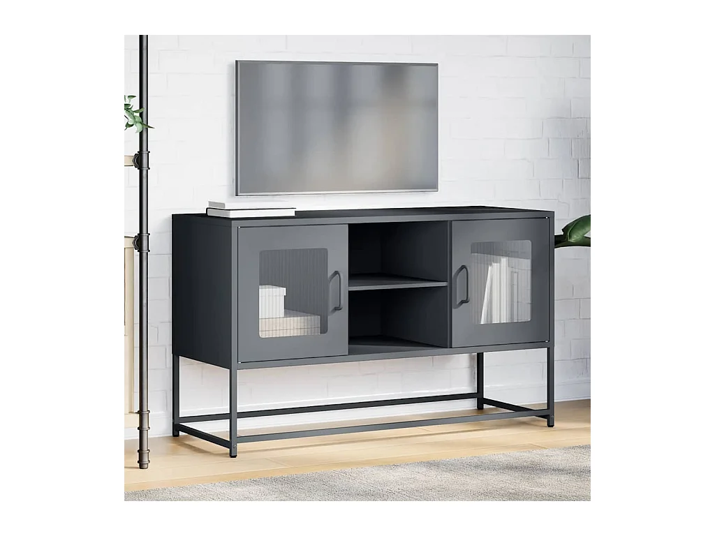 Meuble TV anthracite 100,5x39x60,5 cm acier