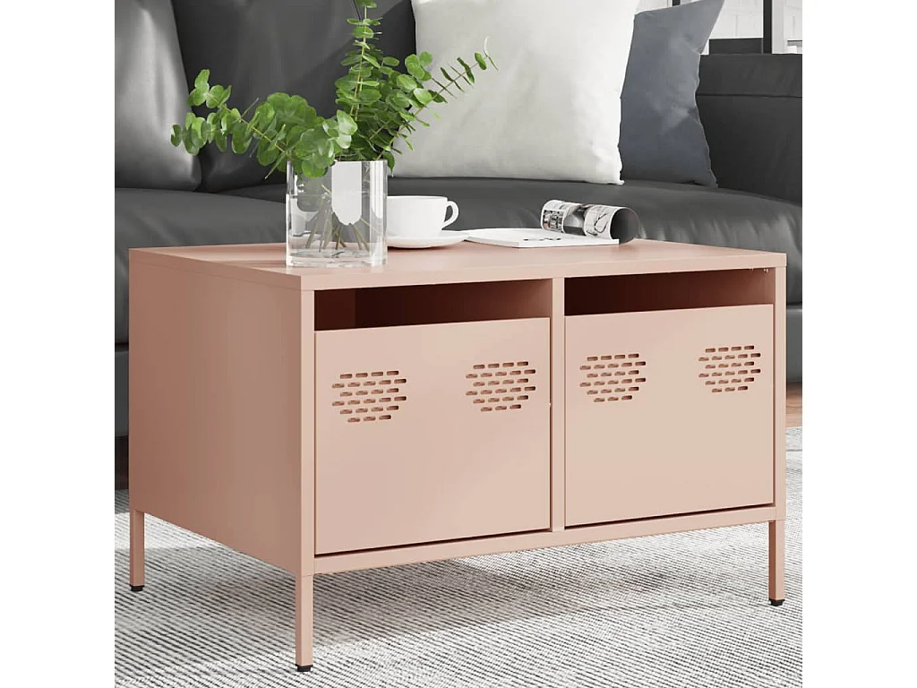 Meuble TV rose 68x50x43,5 cm acier laminé à froid