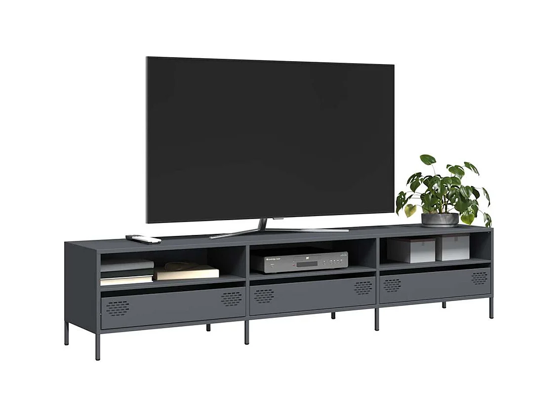 Mueble de TV acero laminado en frío antracita 202x39x43,5 cm