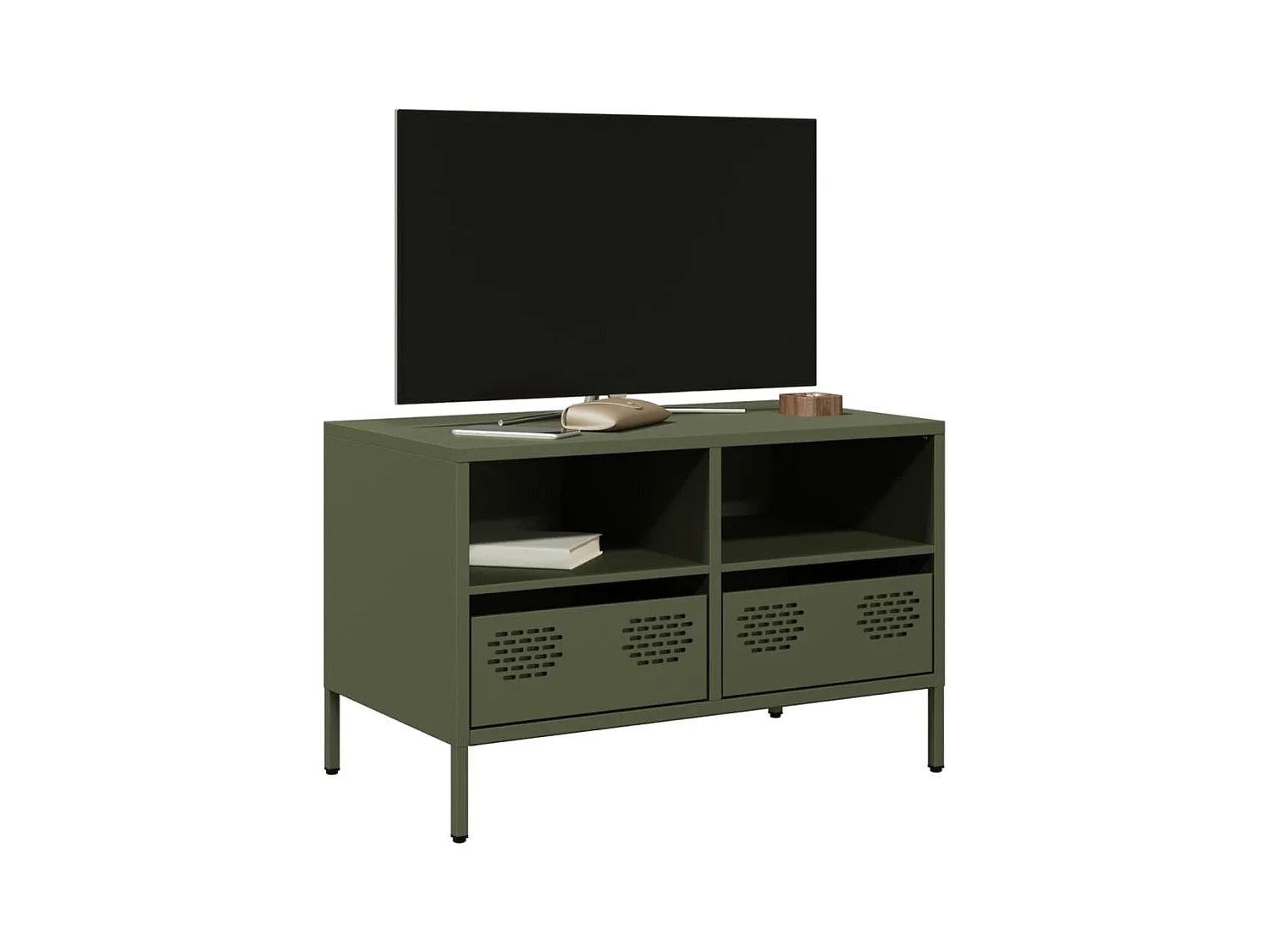 Mueble para TV acero laminado en frío verde oliva 68x39x43,5 cm