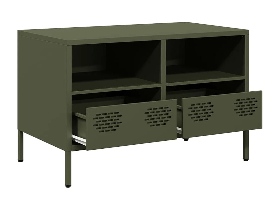Meuble TV vert olive 68x39x43,5 cm acier laminé à froid