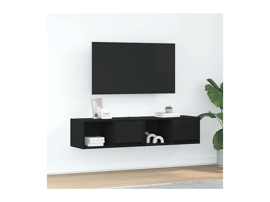 Muebles de TV 2 uds Roble Negro 60x31x25,5 cm Madera ingeniería