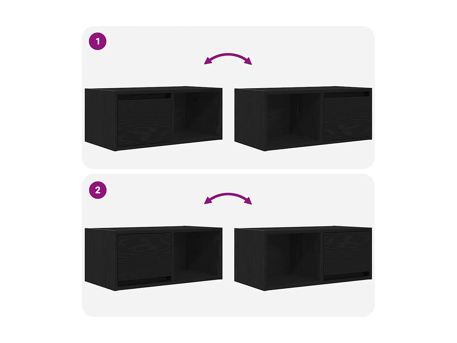 Meubles TV 2 pièces chêne noir 60x31x25,5 cm bois d'ingénierie