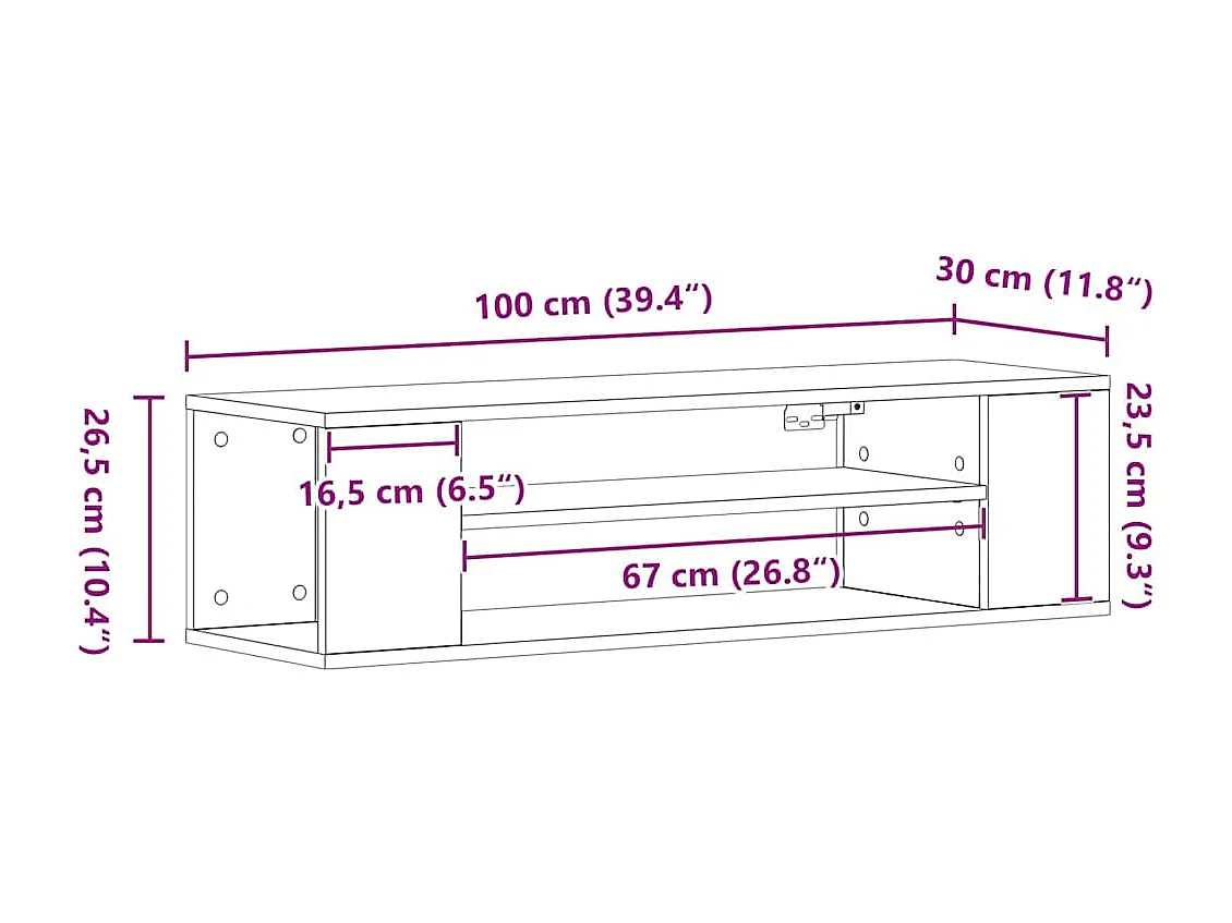 Meuble TV Marron 100 x 30 x 26,5 cm Bois d'ingénierie