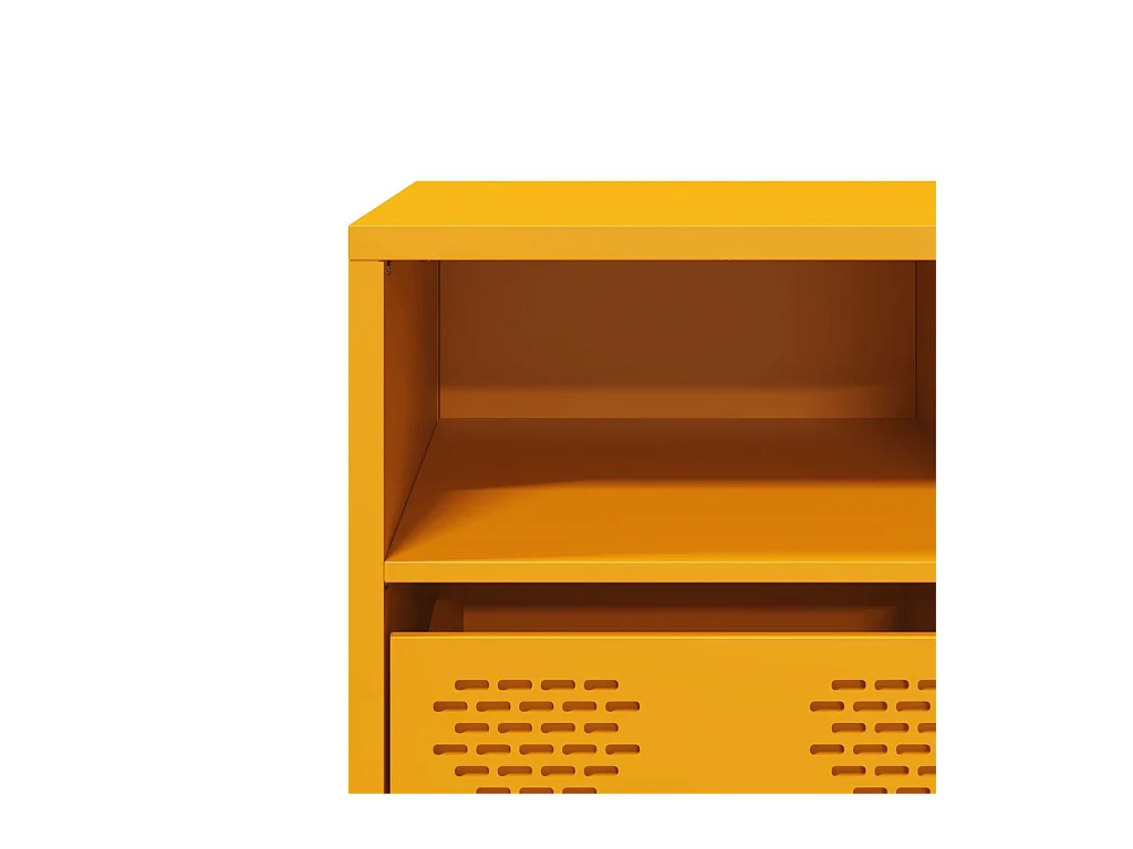 Meuble TV jaune moutarde 135x39x43,5 cm acier laminé à froid