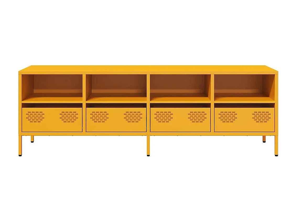 Meuble TV jaune moutarde 135x39x43,5 cm acier laminé à froid