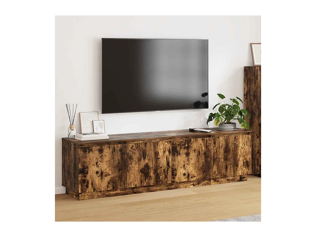 Meuble TV avec LED Chêne fumé 180 x 38 x 49 cm