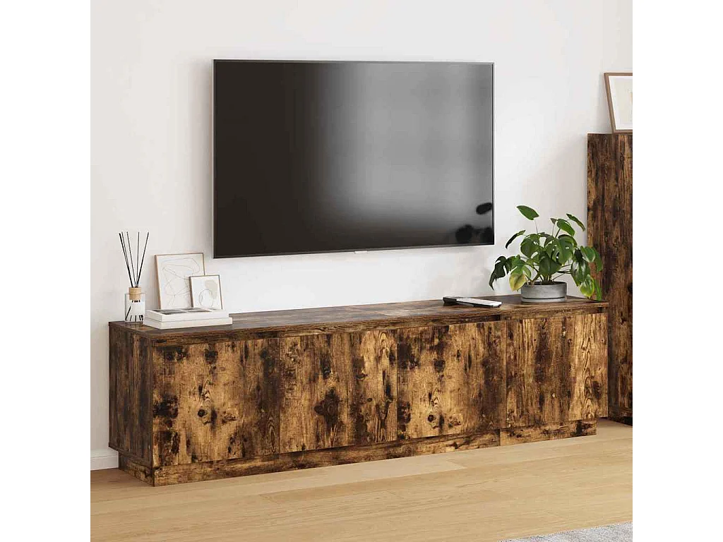 Meuble TV avec LED Chêne fumé 180 x 38 x 49 cm