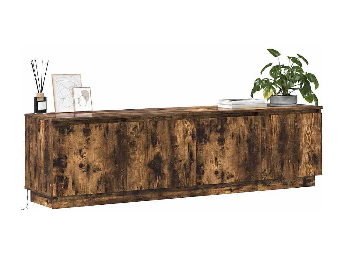 Meuble TV avec LED Chêne fumé 180 x 38 x 49 cm