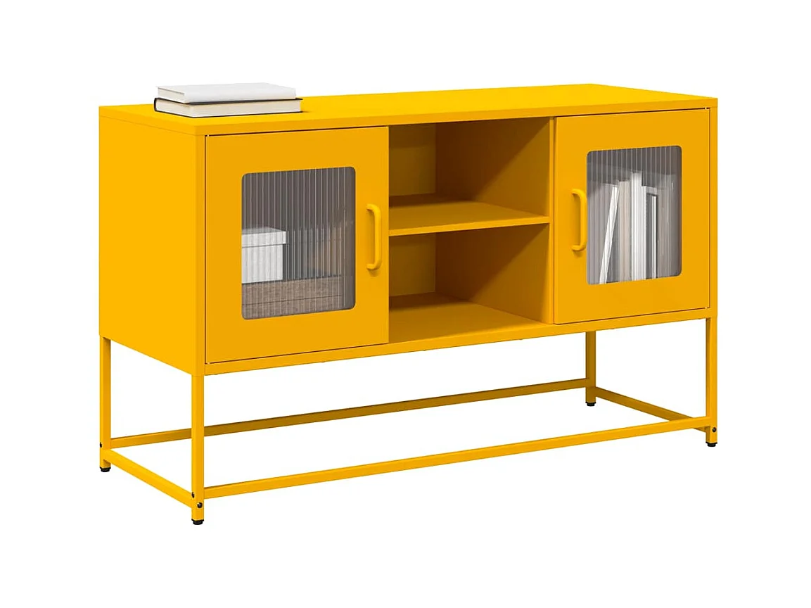 Meuble TV jaune moutarde 100,5x39x60,5 cm acier