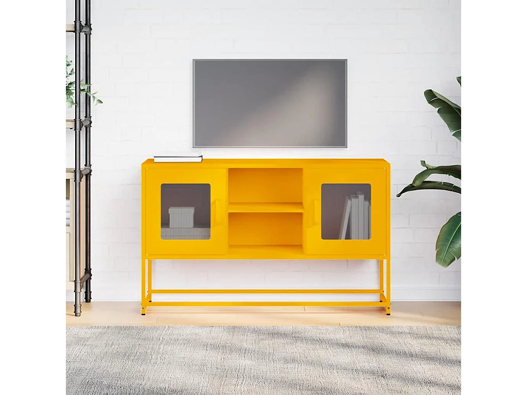 Meuble TV jaune moutarde 100,5x39x60,5 cm acier