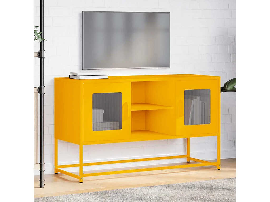 Meuble TV jaune moutarde 100,5x39x60,5 cm acier