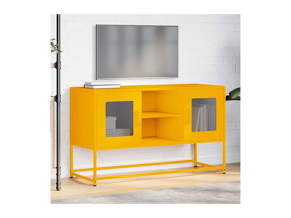 Meuble TV jaune moutarde 100,5x39x60,5 cm acier