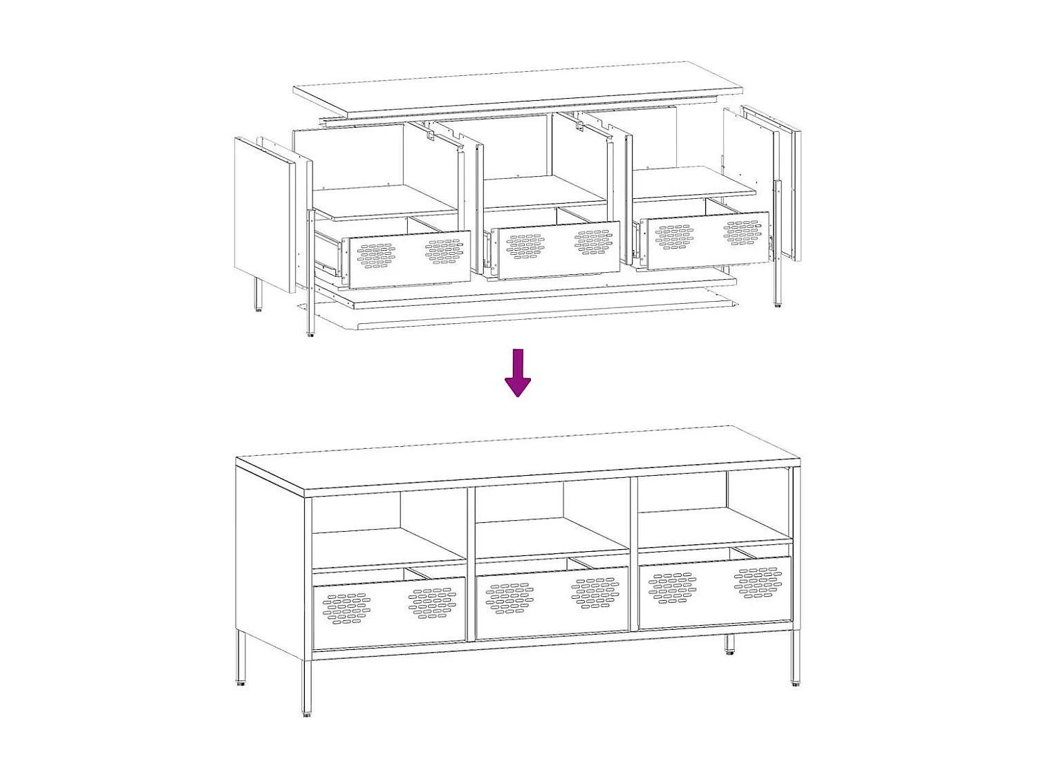 Mueble para TV acero laminado en frío negro 101,5x39x43,5 cm