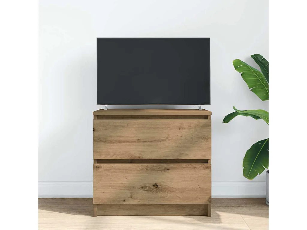 Meuble TV chêne artisanal 60x35x54 cm bois d'ingénierie
