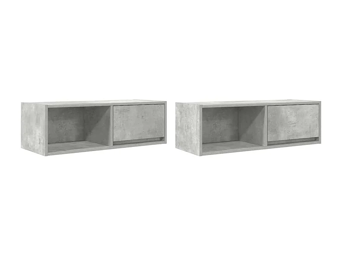 Meubles TV 2 pièces gris béton 80x31x25,5 cm bois d'ingénierie