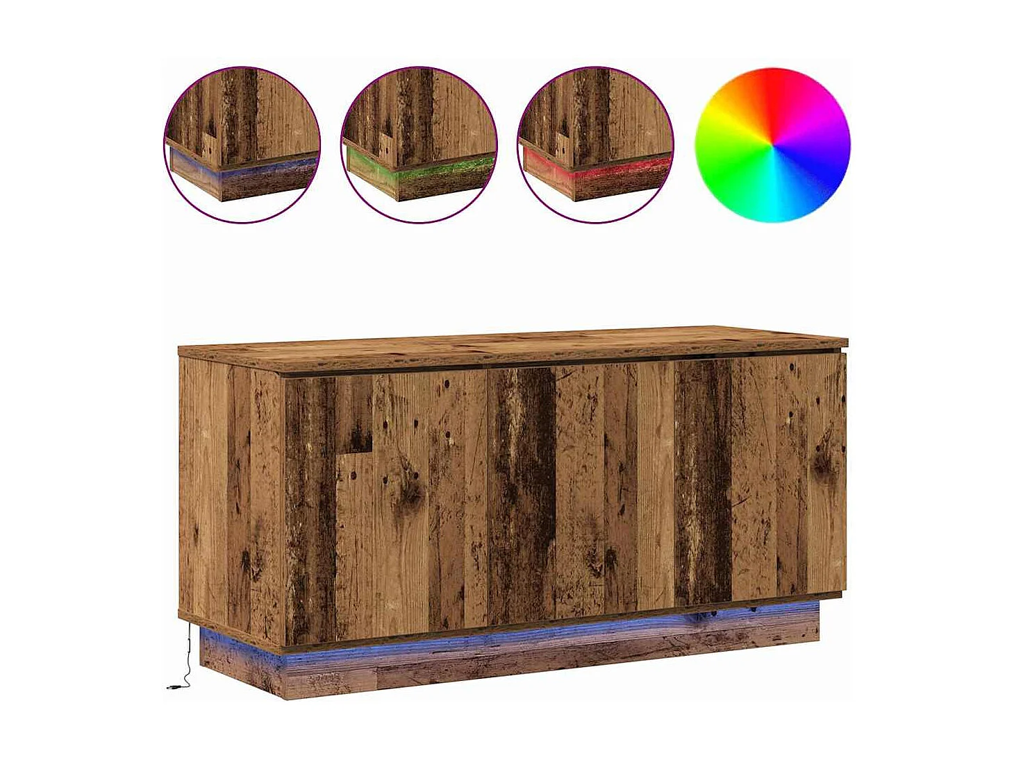 Meuble TV avec LED Bois Ancien 100 x 38 x 49 cm