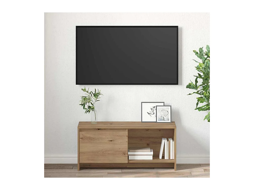Meuble TV chêne artisanal 90 x 35 x 40 cm Bois d'ingénierie