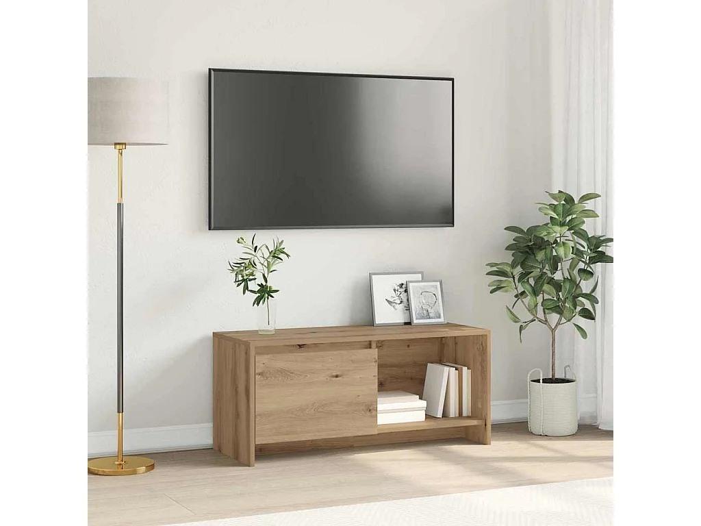 Meuble TV chêne artisanal 90 x 35 x 40 cm Bois d'ingénierie