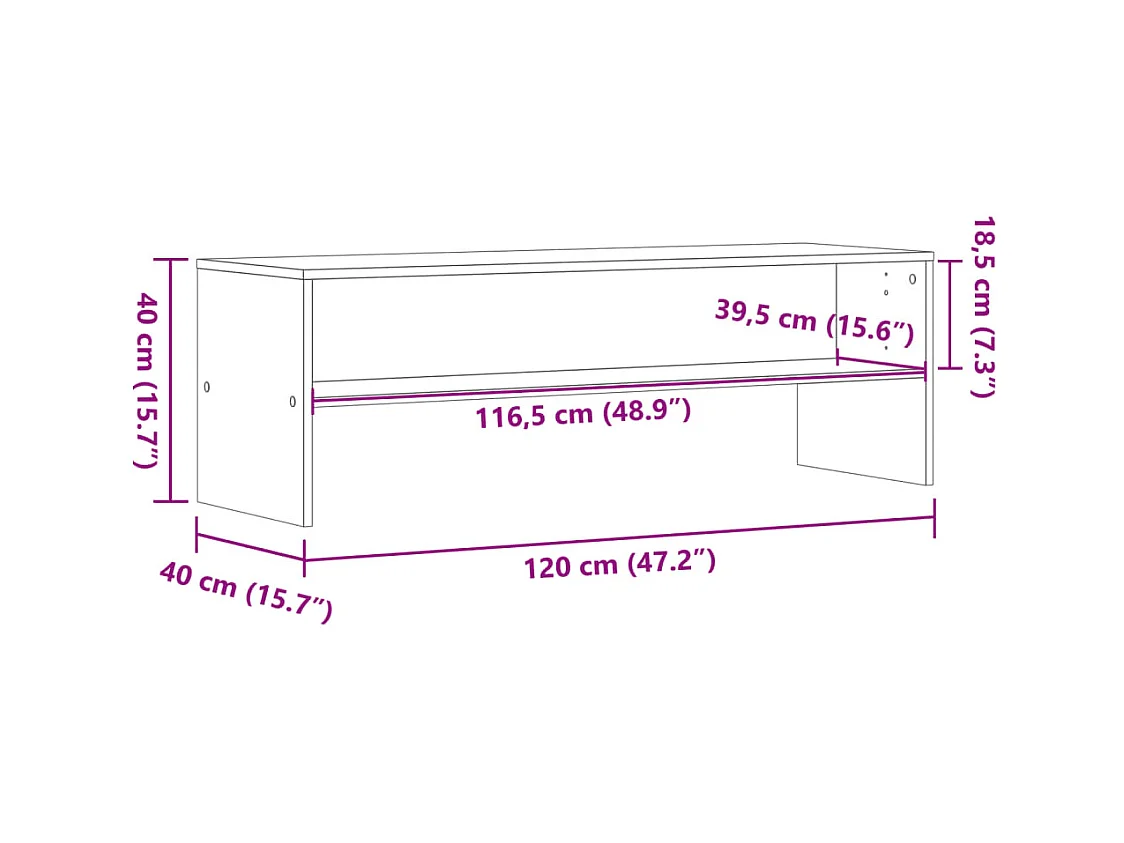 Meuble TV chêne marron 120x40x40 cm bois d'ingénierie