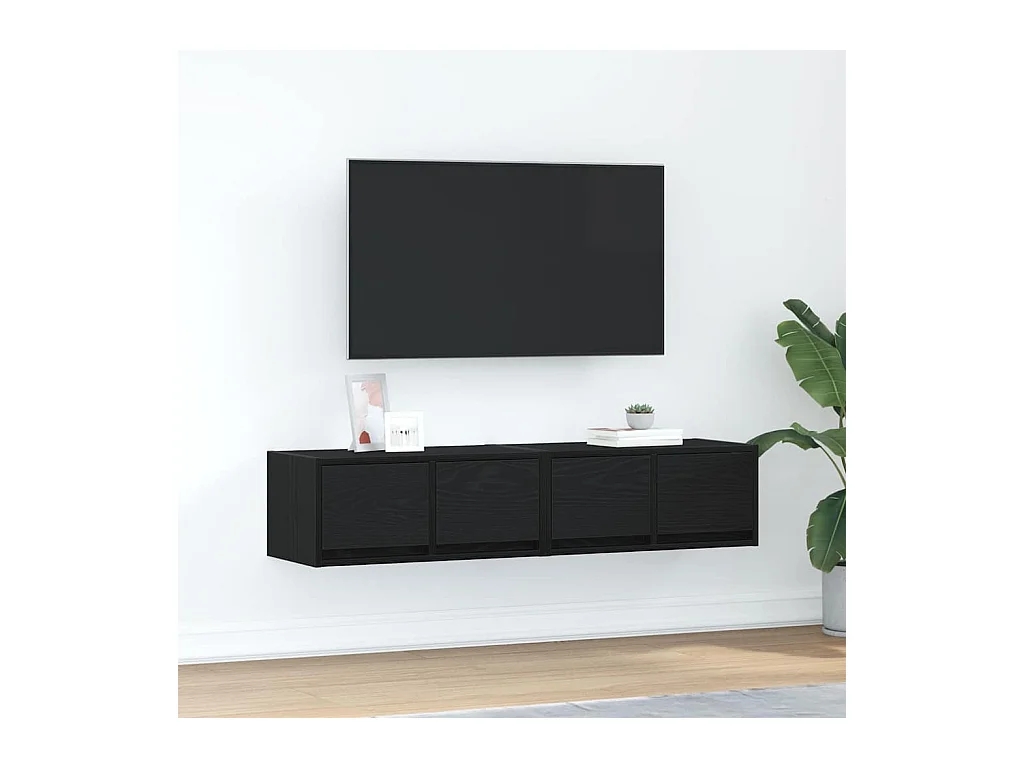 Meubles TV 2 pièces chêne noir 60x31x25,5 cm bois d'ingénierie