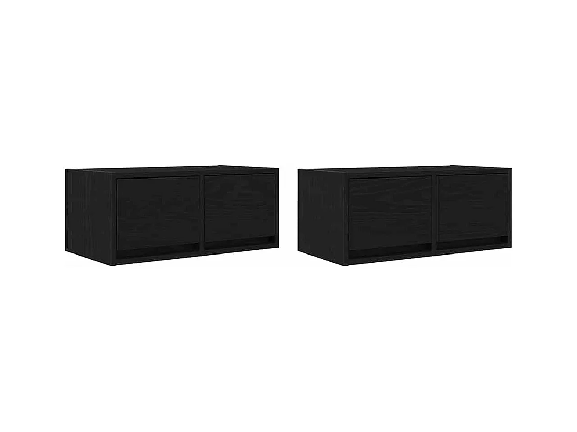 Meubles TV 2 pièces chêne noir 60x31x25,5 cm bois d'ingénierie