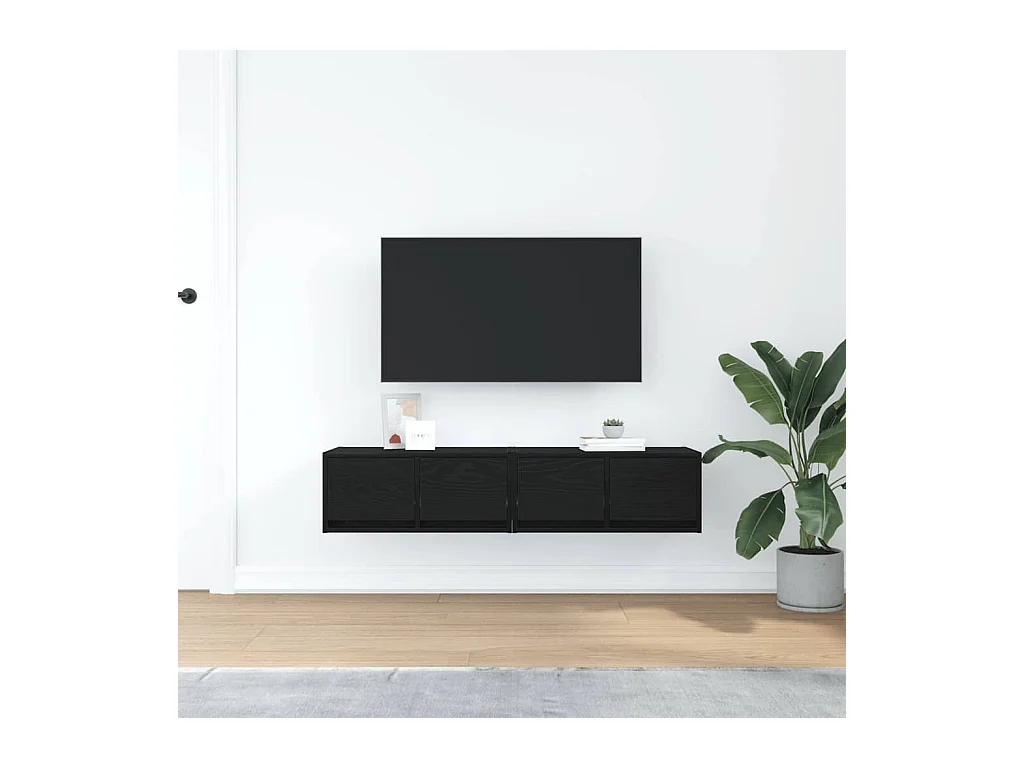 Meubles TV 2 pièces chêne noir 60x31x25,5 cm bois d'ingénierie