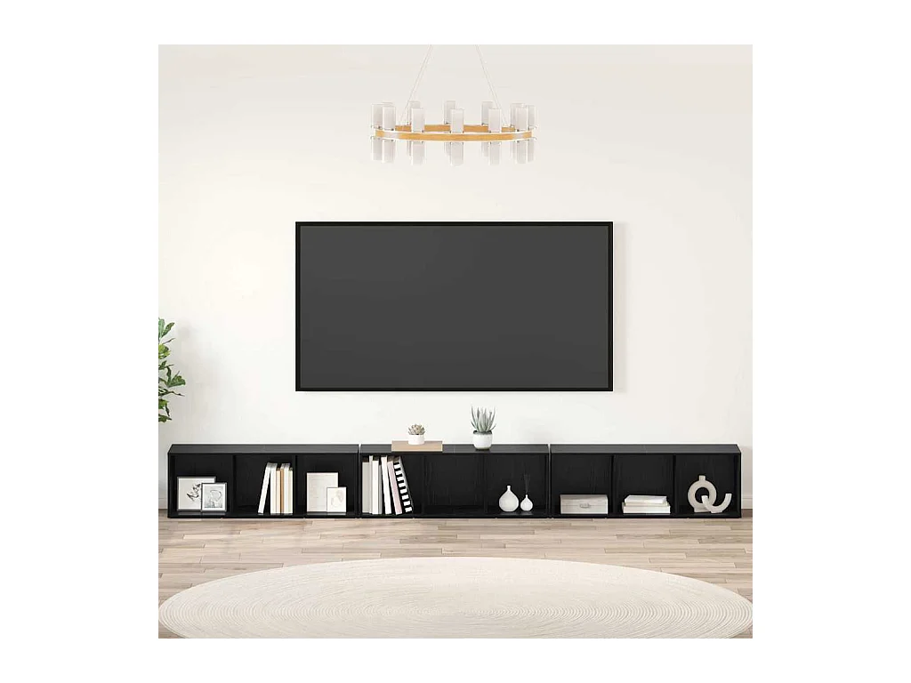 Meuble TV 3 pièces Chêne noir 37 x 35 x 107.5 cm Bois stratifié