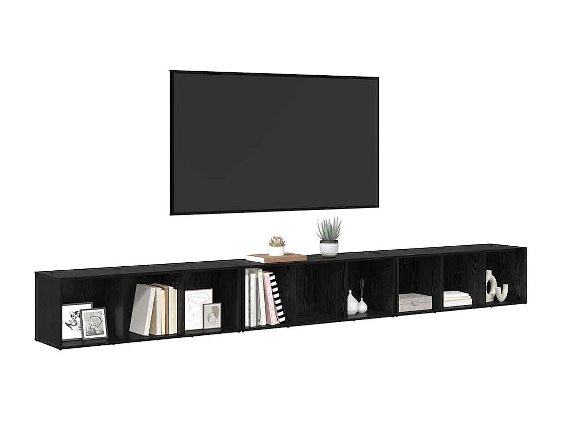 Meuble TV 3 pièces Chêne noir 37 x 35 x 107.5 cm Bois stratifié