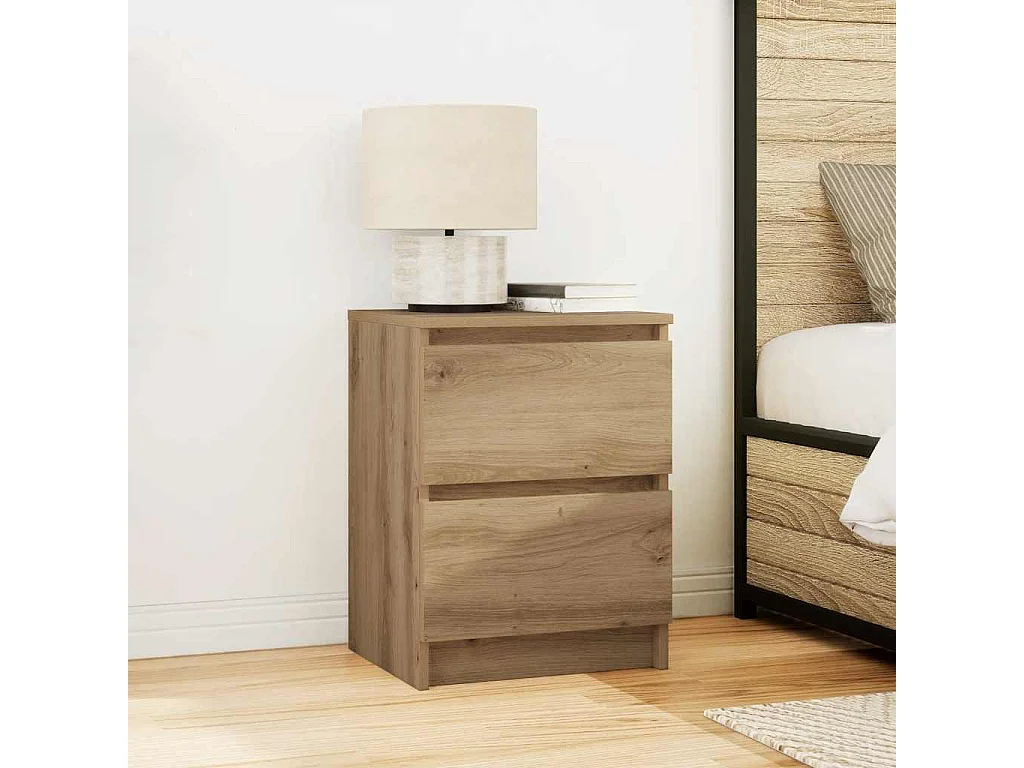 Meuble TV chêne artisanal 40x35x54 cm bois d'ingénierie