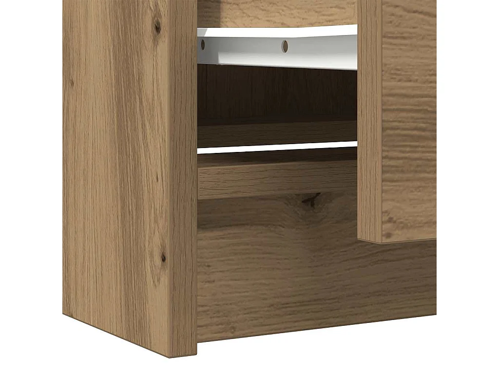 Meuble TV chêne artisanal 40x35x54 cm bois d'ingénierie