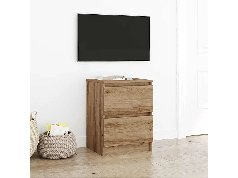 Meuble TV chêne artisanal 40x35x54 cm bois d'ingénierie