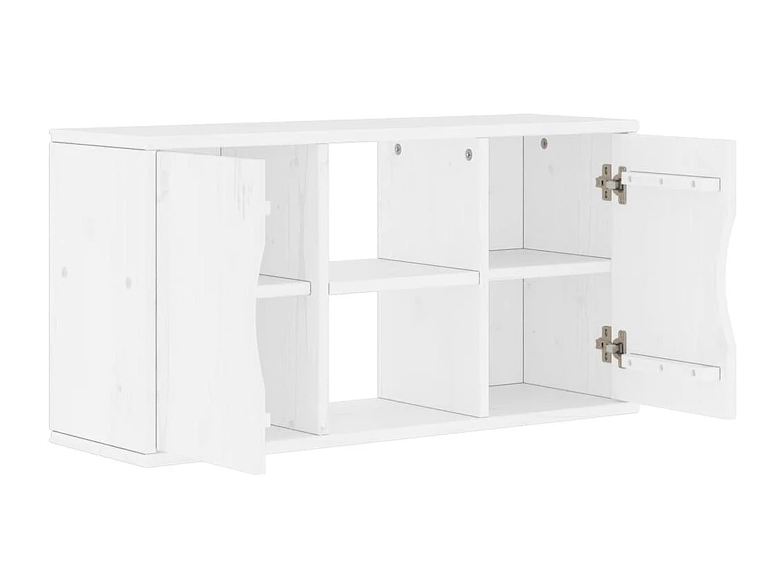 Meuble TV ODDA blanc 79x24x40 cm bois massif pin