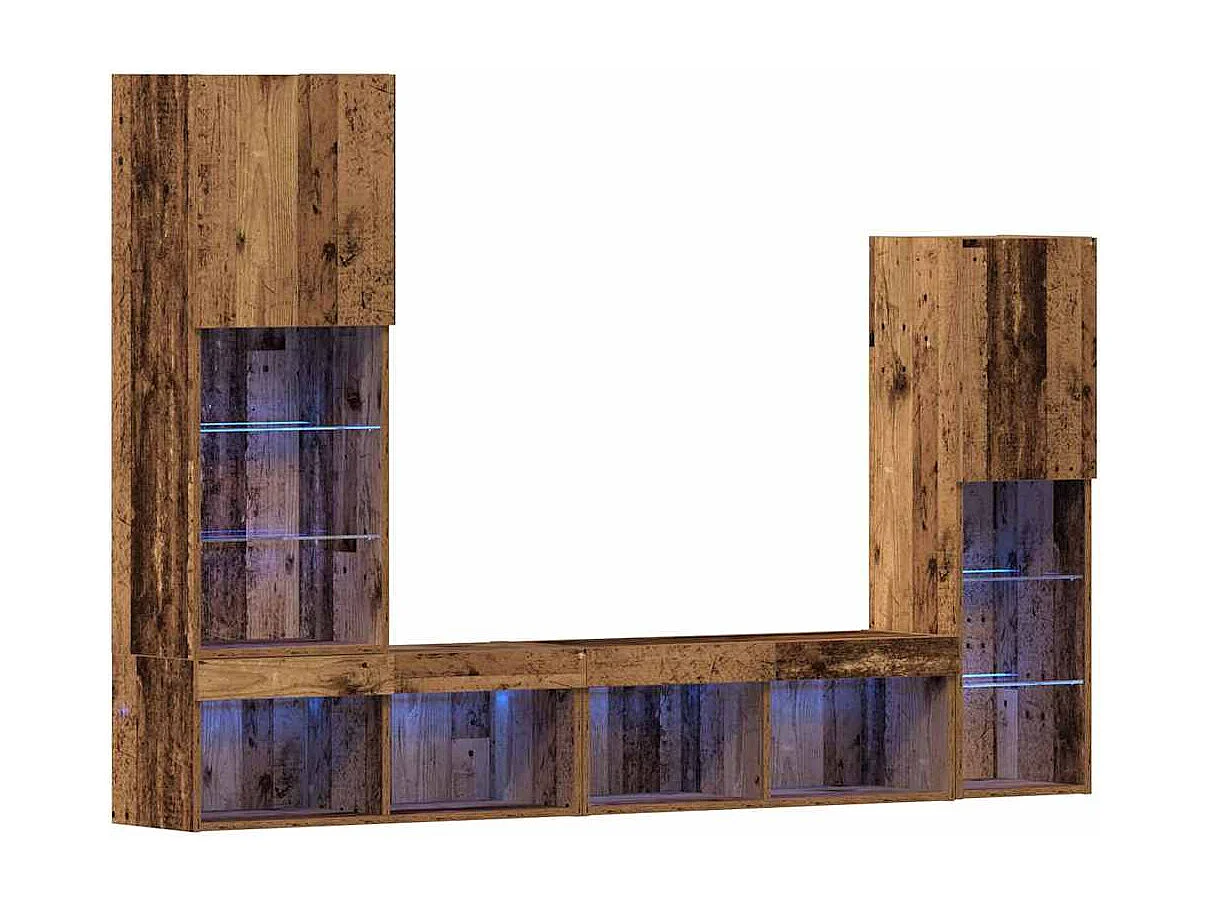 Meuble TV 4 pièces Bois ancien 40.5 x 30 x 102 cm