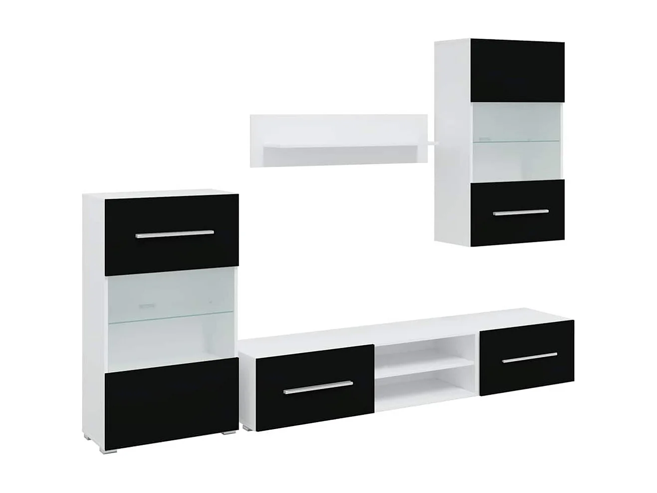 Muebles para TV 5 piezas con iluminación LED negra mate