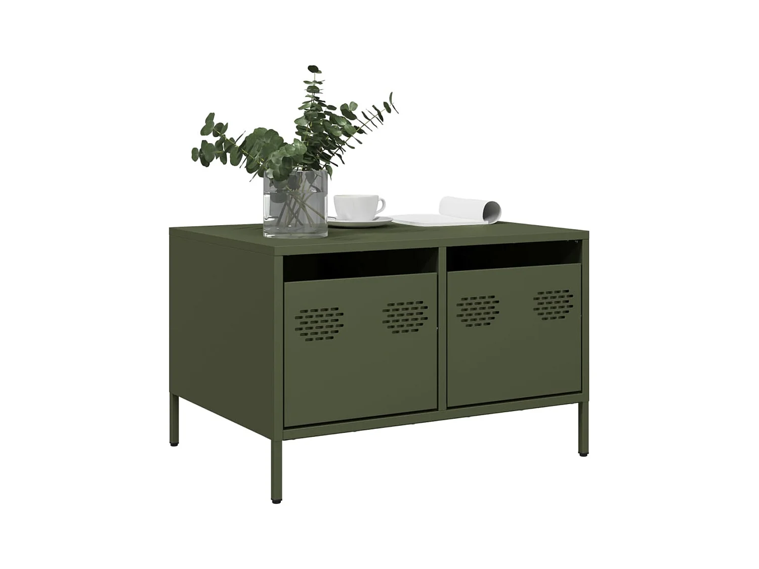 Mueble para TV acero laminado en frío verde oliva 68x50x43,5 cm