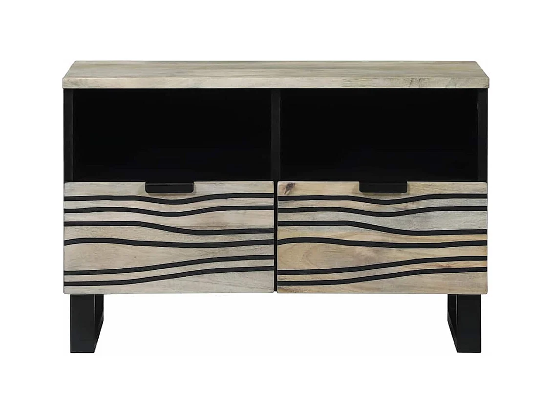 Meuble TV Blanc 70 x 33 x 46 cm bois de manguier massif