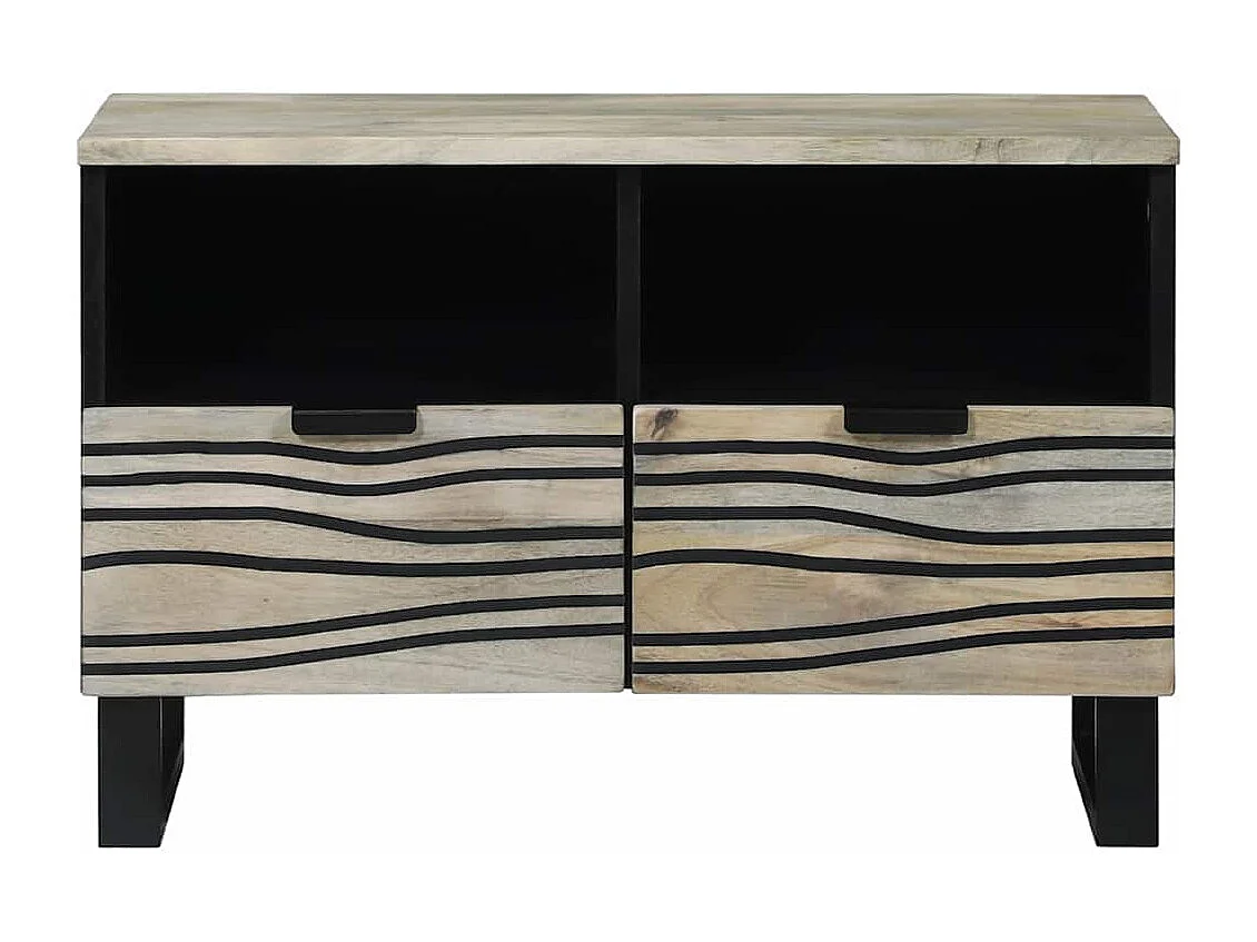 Meuble TV Blanc 70 x 33 x 46 cm bois de manguier massif