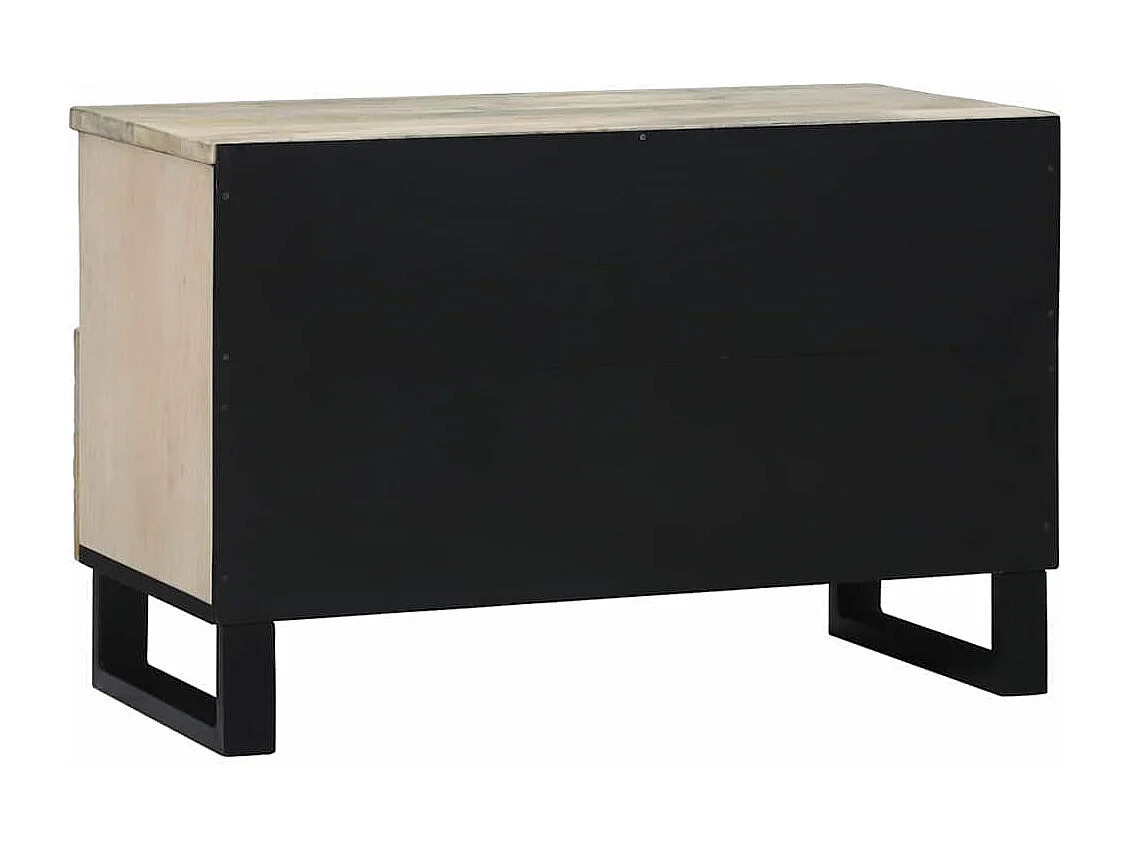 Meuble TV Blanc 70 x 33 x 46 cm bois de manguier massif