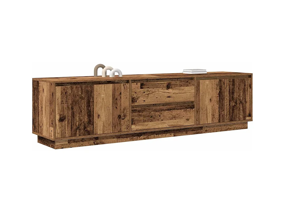 Meuble TV avec éclairage LED vieux bois 193,5x41x50 cm