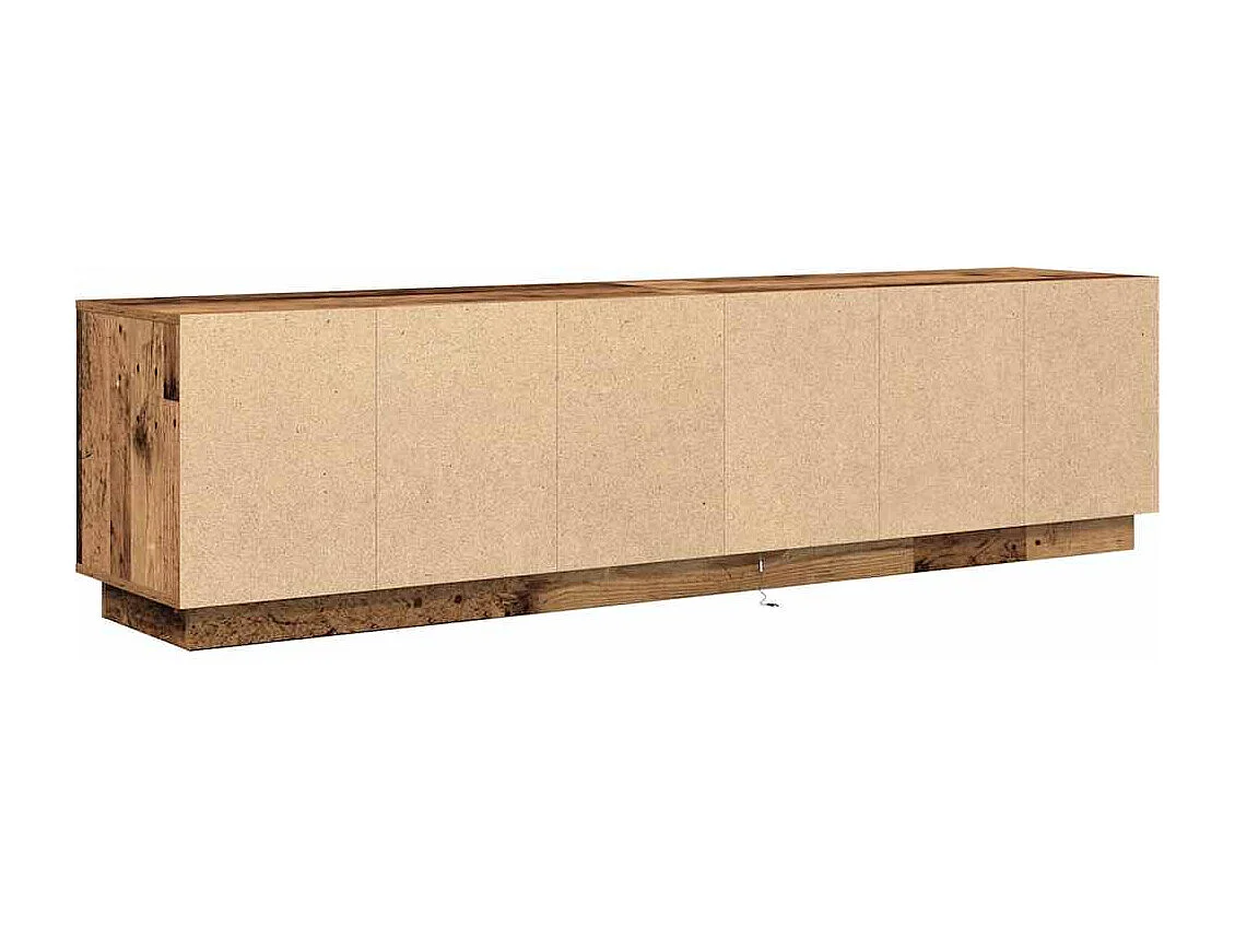 Meuble TV avec éclairage LED vieux bois 193,5x41x50 cm