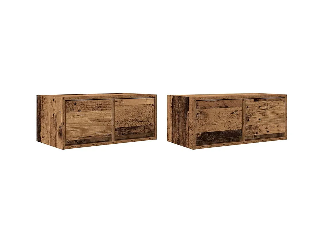 Meubles TV 2 pièces vieux bois 60x31x25,5 cm bois d'ingénierie