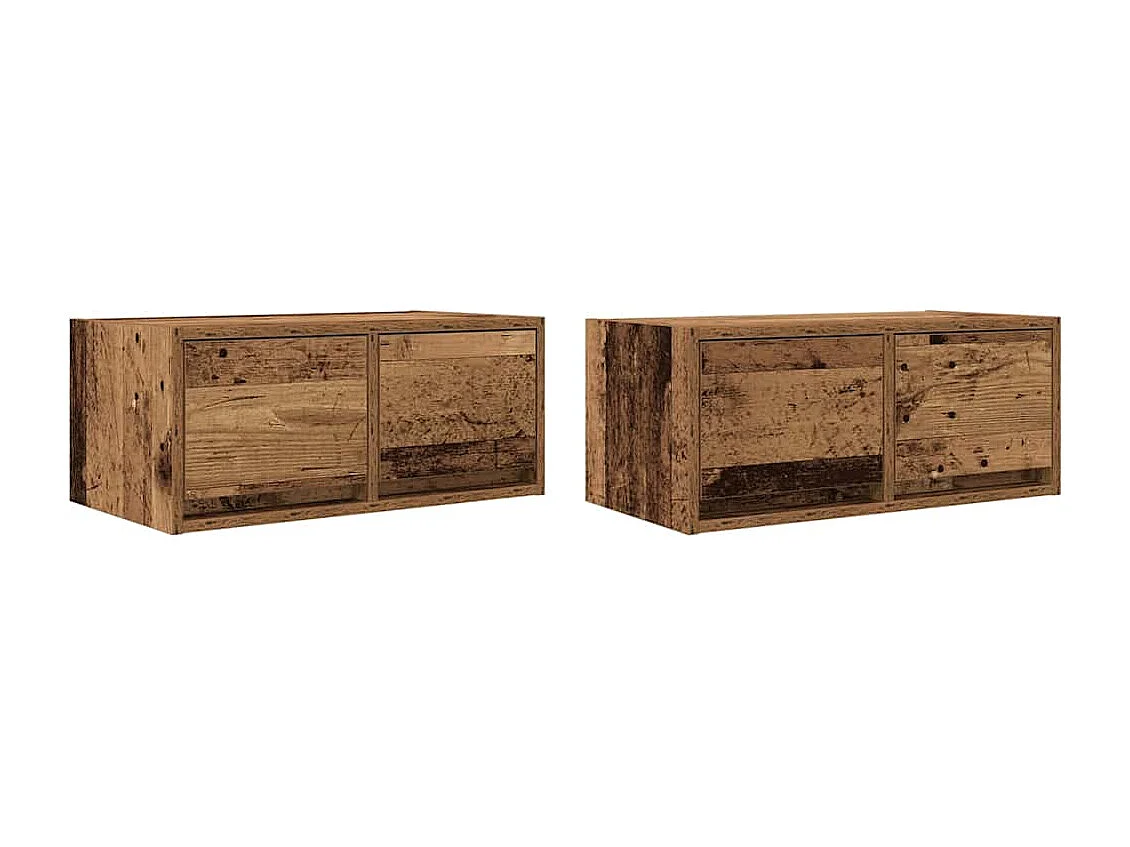 Meubles TV 2 pièces vieux bois 60x31x25,5 cm bois d'ingénierie