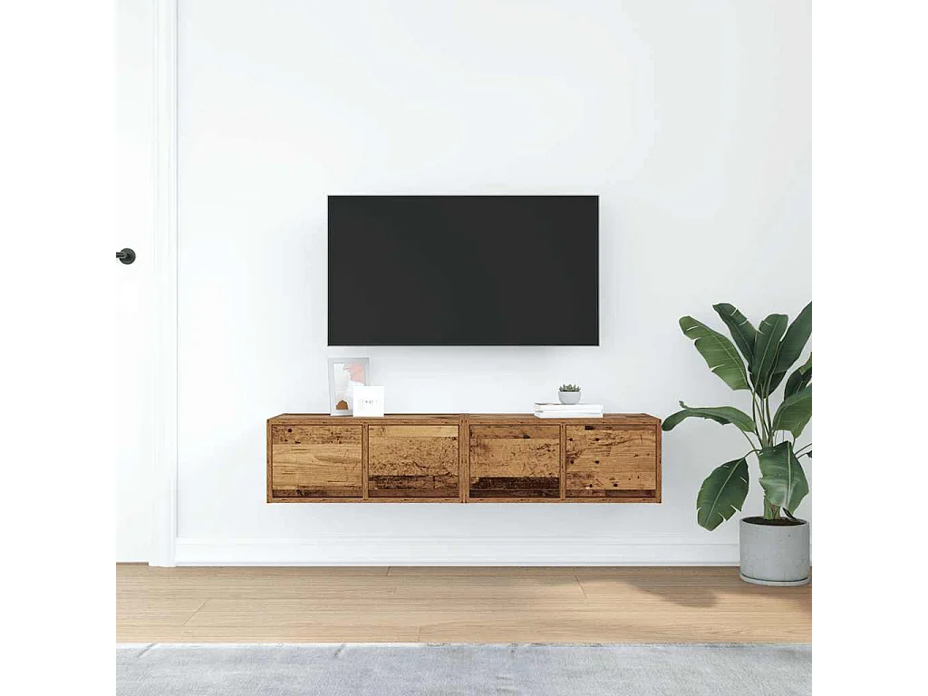 Meubles TV 2 pièces vieux bois 60x31x25,5 cm bois d'ingénierie