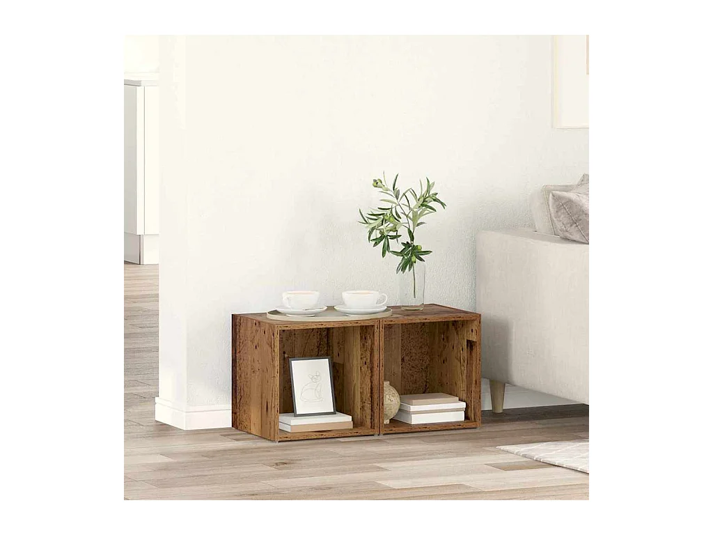 Meuble TV 2 pièces Marron 37 x 35 x 37 cm Bois d'ingénierie