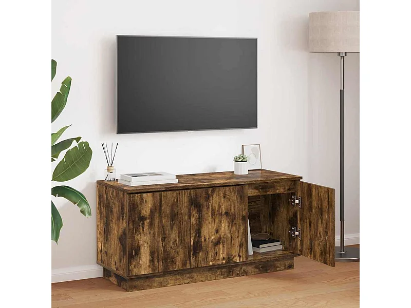Meuble TV avec LED Chêne fumé 100 x 38 x 49 cm